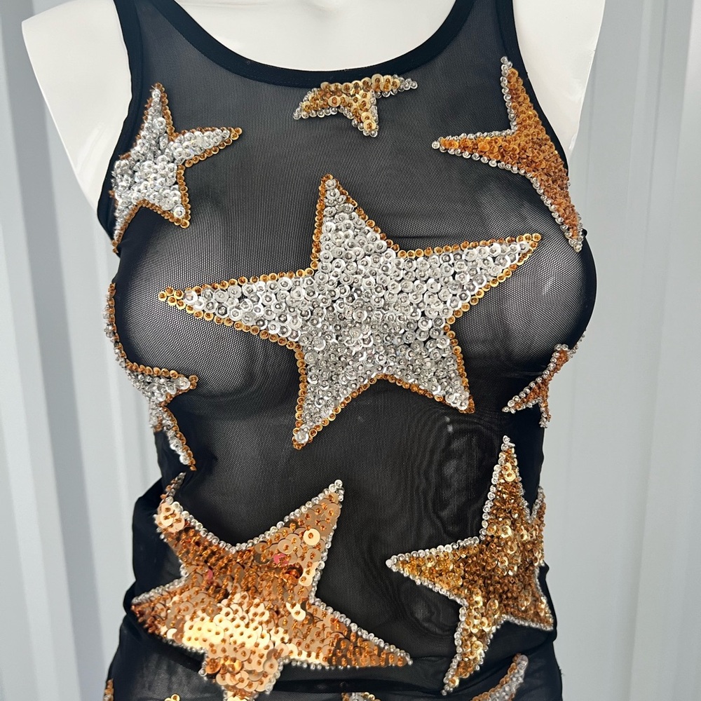 Sequin Star Mesh Top by Discount Universe